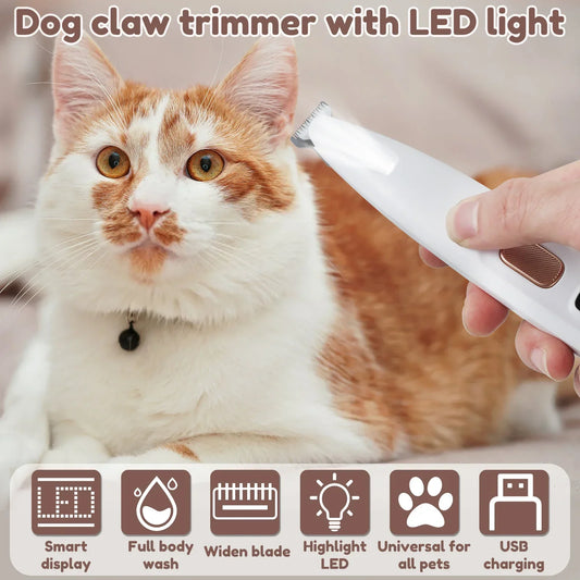 Pet's World Dog Paw Trimmer with LED Light | Waterproof Cordless Pet Hair Clipper