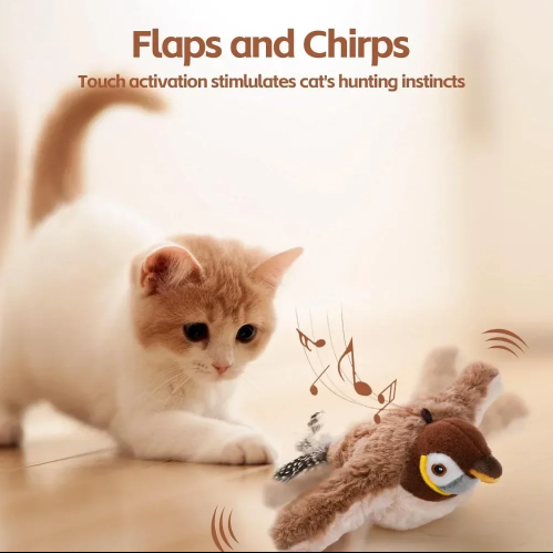 Pet’s World Interactive Flapping Bird Cat Toy — Realistic Chirping & Motion Sensor