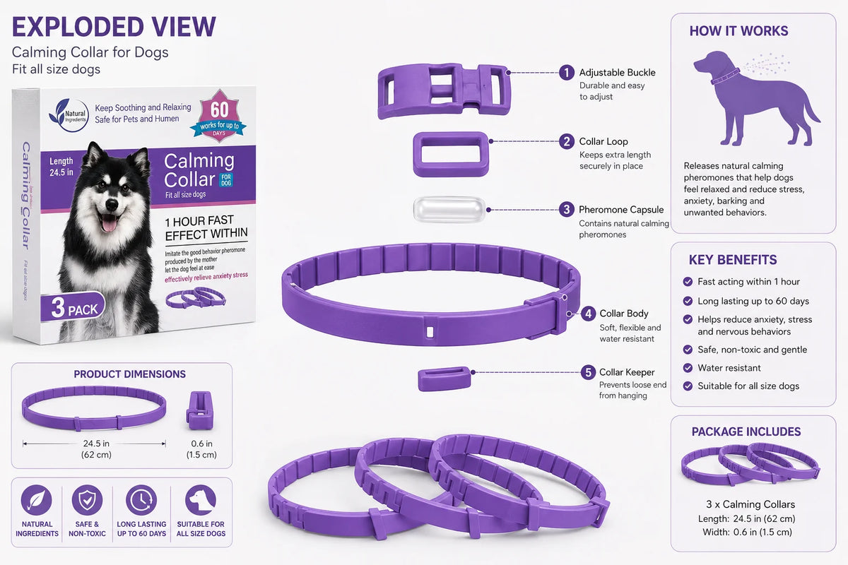 Pet Calming Collar – Natural Anxiety Relief for Dogs & Cats