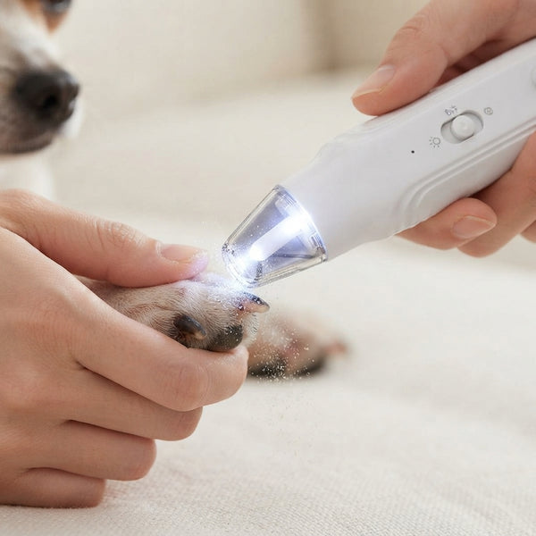 Electric Pet Nail Grinder with LED Light – Quiet 2-in-1 Clipper for Dogs & Cats