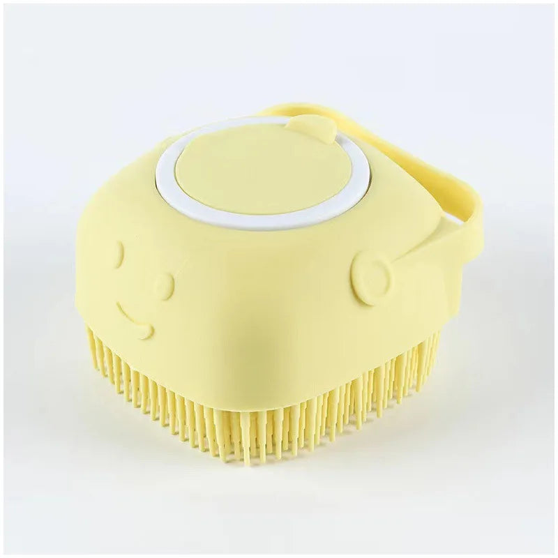 Pet's World Silicone Pet Bath Massage Brush – Dog & Cat Grooming Tool