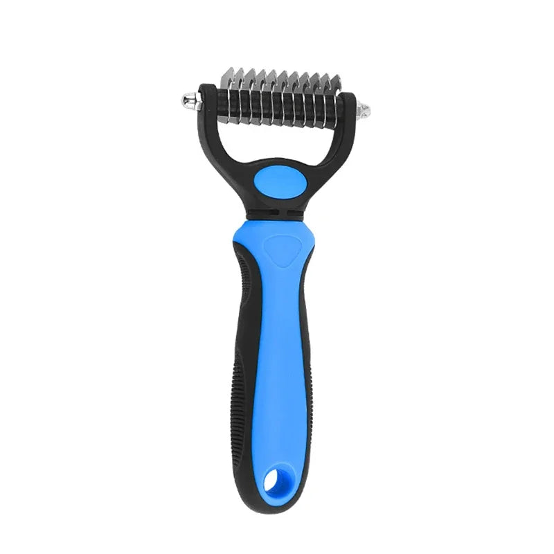 Pet's World 2-in-1 Pet Deshedding Brush for Dogs & Cats | Self-Cleaning Grooming Comb