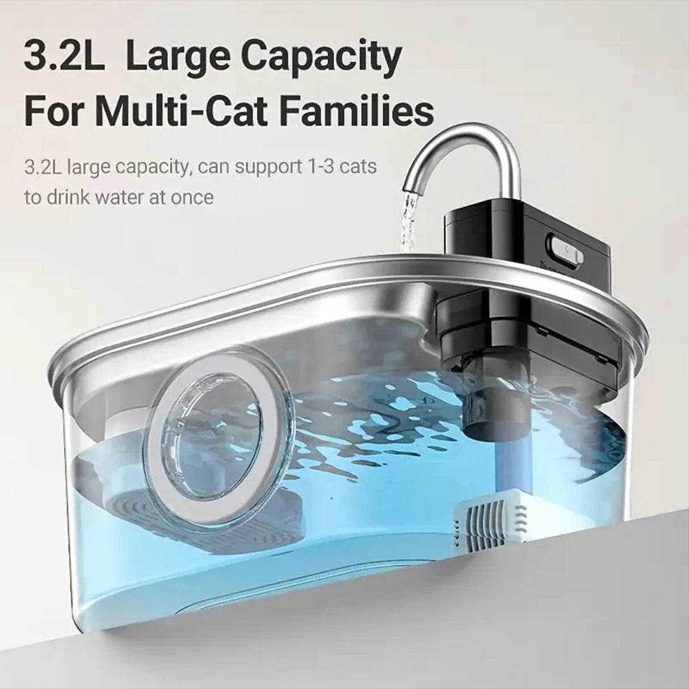 Pet's World Wireless Pet Water Fountain – Silent Filtered Fountain for Cats & Dogs