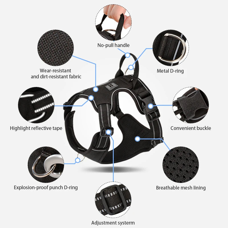 Pet's World No Pull Dog Harness – Reflective Adjustable Chest Vest