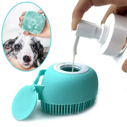 Pet's World Silicone Pet Bath Massage Brush – Dog & Cat Grooming Tool