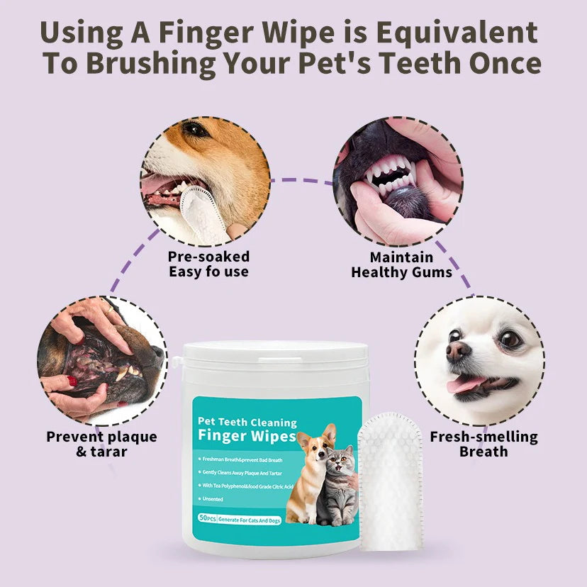 Pet's World Disposable Pet Finger Toothbrush – Dog & Cat Dental Wipes
