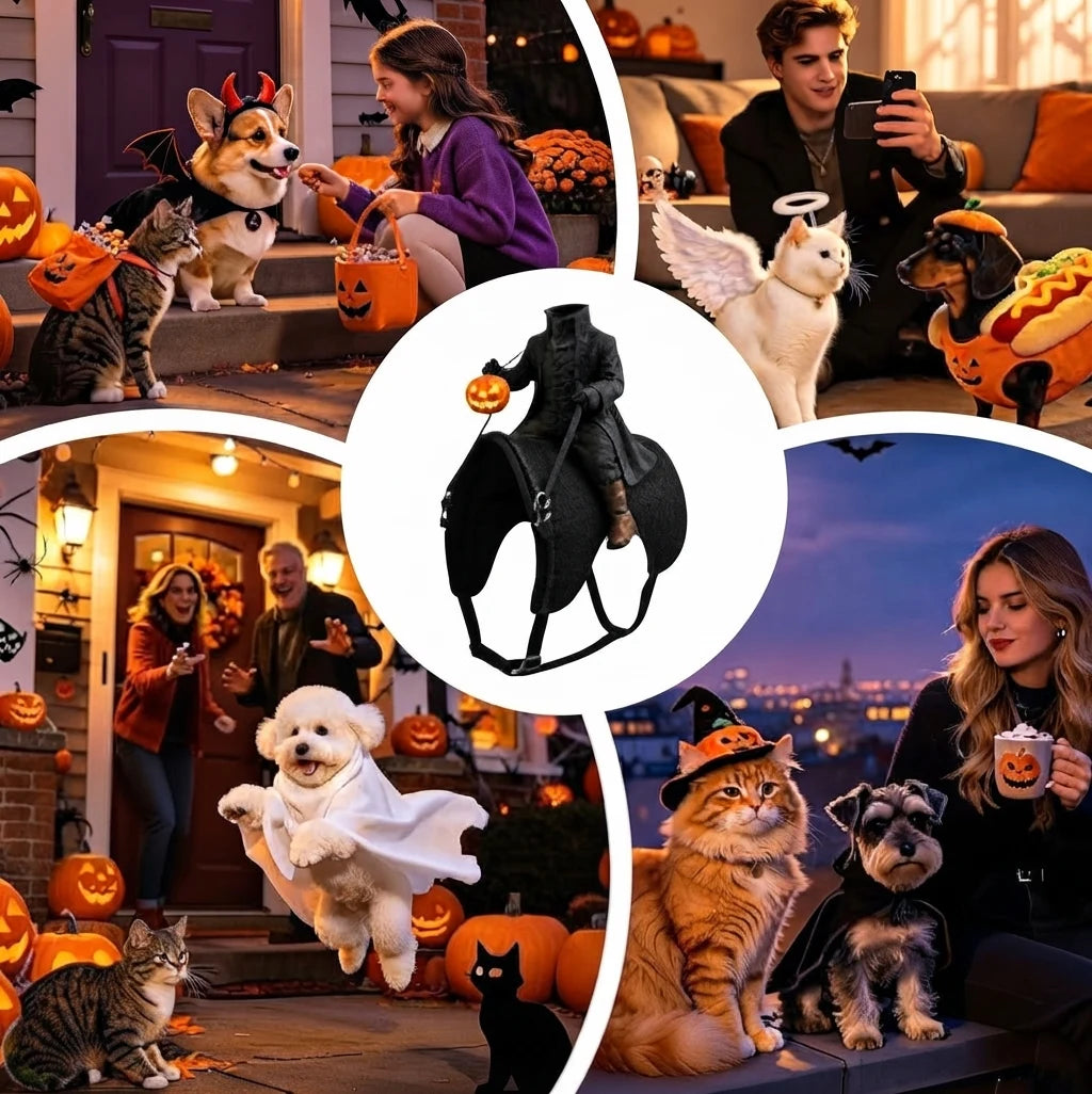 Headless Horseman Rider Costume for Cats & Small Dogs