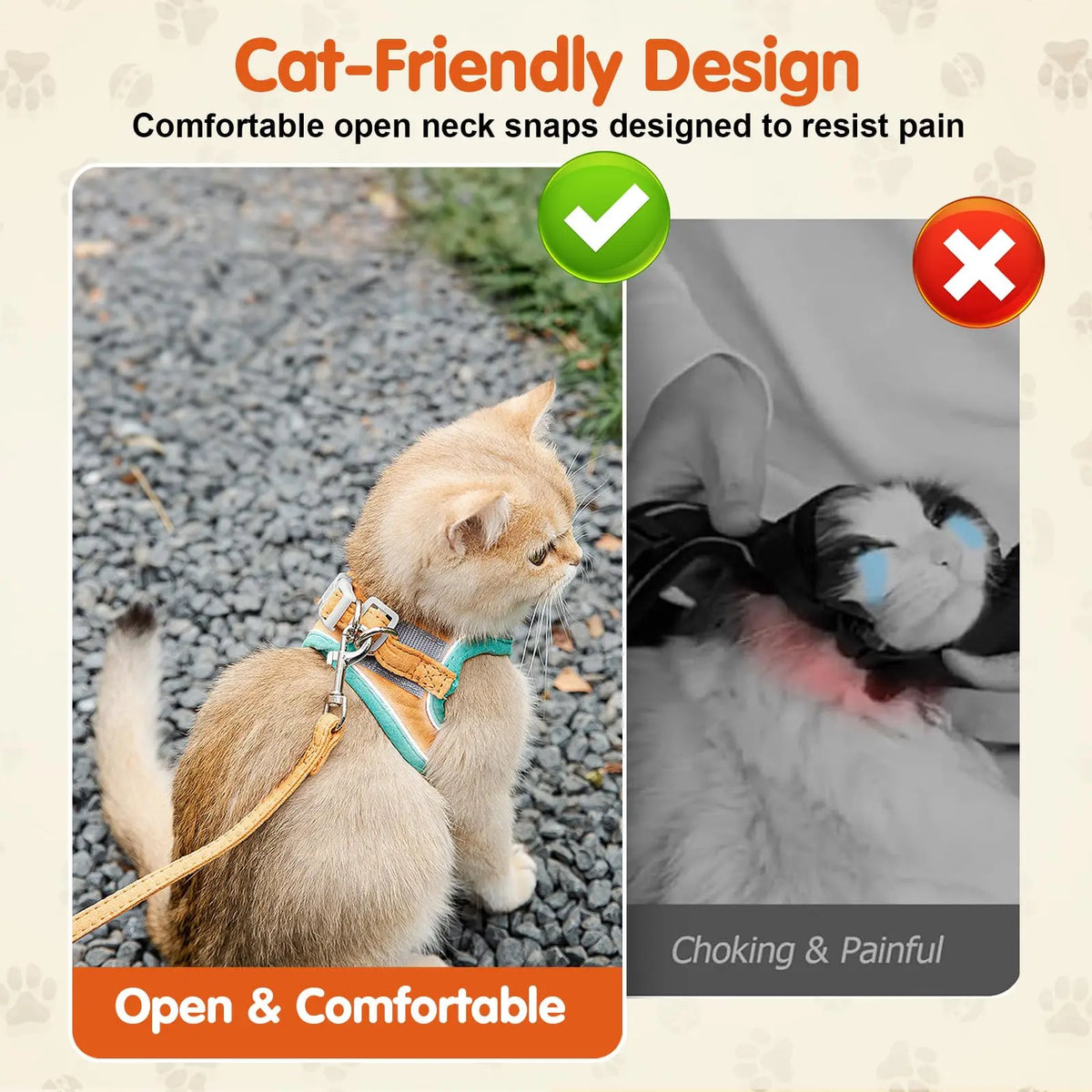 Escape-Proof Cat Harness & Leash Set – Soft Step-In Vest for Cats & Kittens