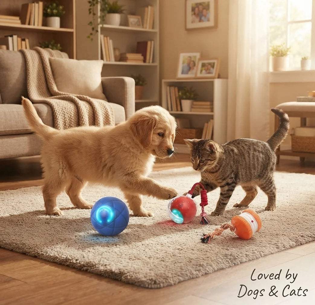 Buy 2 (Rolling Ball + Rechargeable Bouncing Ball), Get the Interactive Ball FREE | For Dogs & Cats