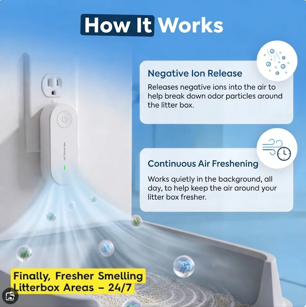 Mini Cat Litter Odor Purifier – Portable Ion Air Freshener