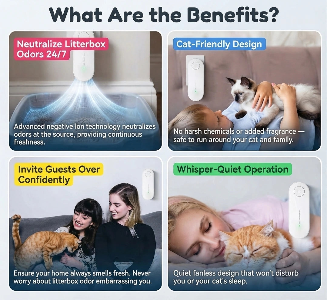 Mini Cat Litter Odor Purifier – Portable Ion Air Freshener