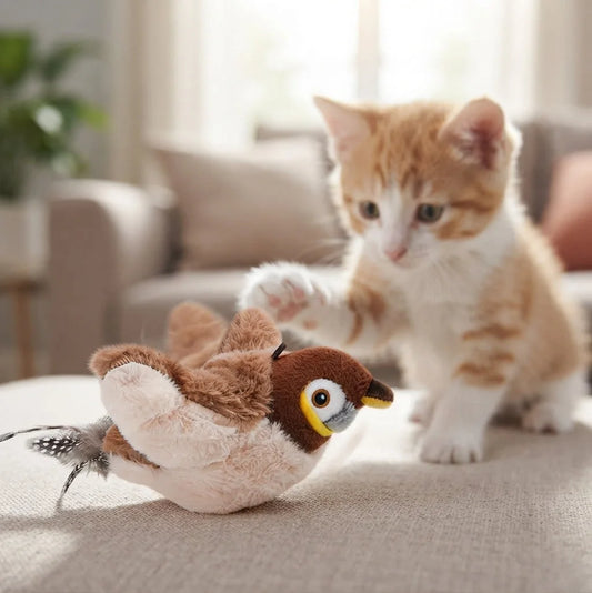 Interactive Flapping Bird Cat Toy — Realistic Chirping & Motion Sensor