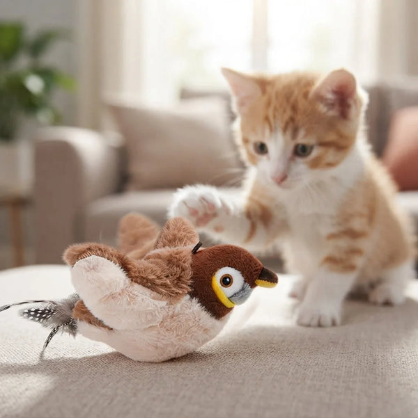 Interactive Flapping Bird Cat Toy — Realistic Chirping & Motion Sensor