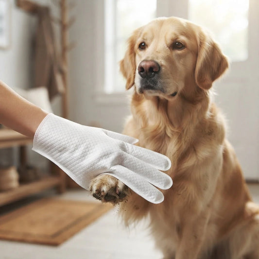 Rinseless Pet Cleaning Gloves — Natural Deodorizing Wipes for Dogs & Cats