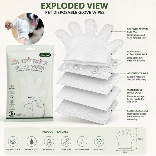 Rinseless Pet Cleaning Gloves — Natural Deodorizing Wipes for Dogs & Cats