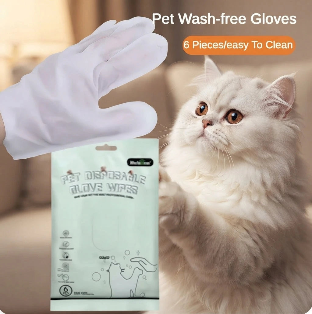 Rinseless Pet Cleaning Gloves — Natural Deodorizing Wipes for Dogs & Cats