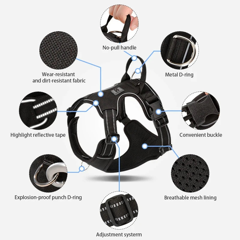 No Pull Dog Harness – Reflective Adjustable Chest Vest