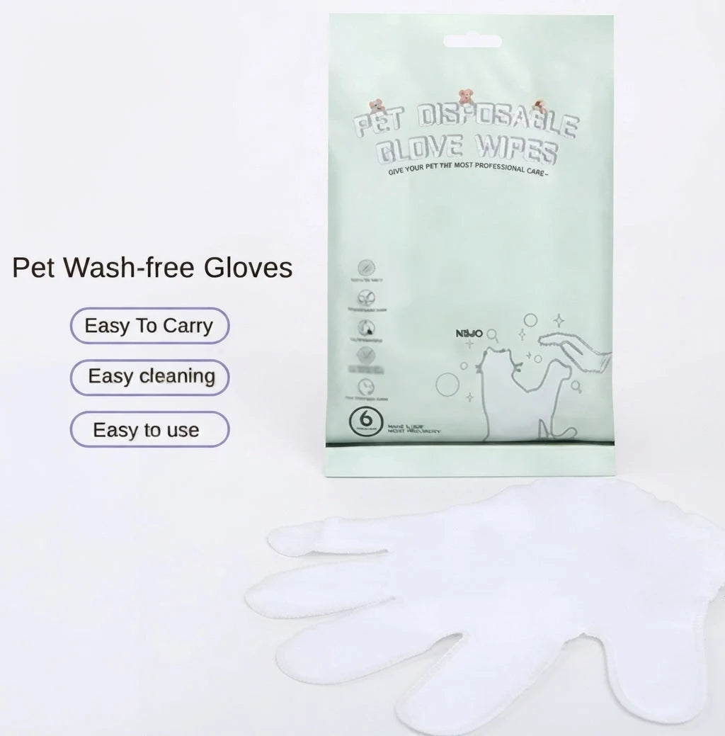 Rinseless Pet Cleaning Gloves — Natural Deodorizing Wipes for Dogs & Cats