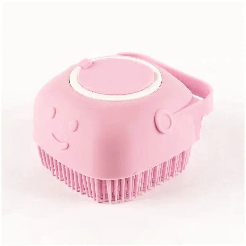 Silicone Pet Bath Massage Brush – Dog & Cat Grooming Tool