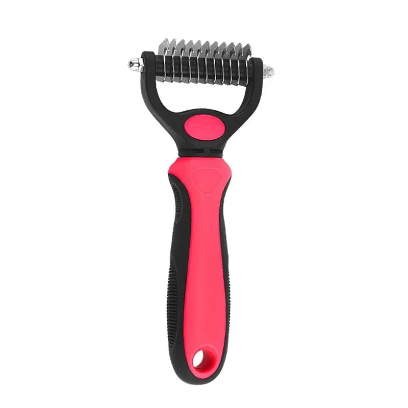 2-in-1 Pet Deshedding Brush for Dogs & Cats | Self-Cleaning Grooming Comb