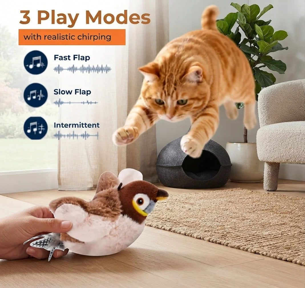 Interactive Flapping Bird Cat Toy — Realistic Chirping & Motion Sensor