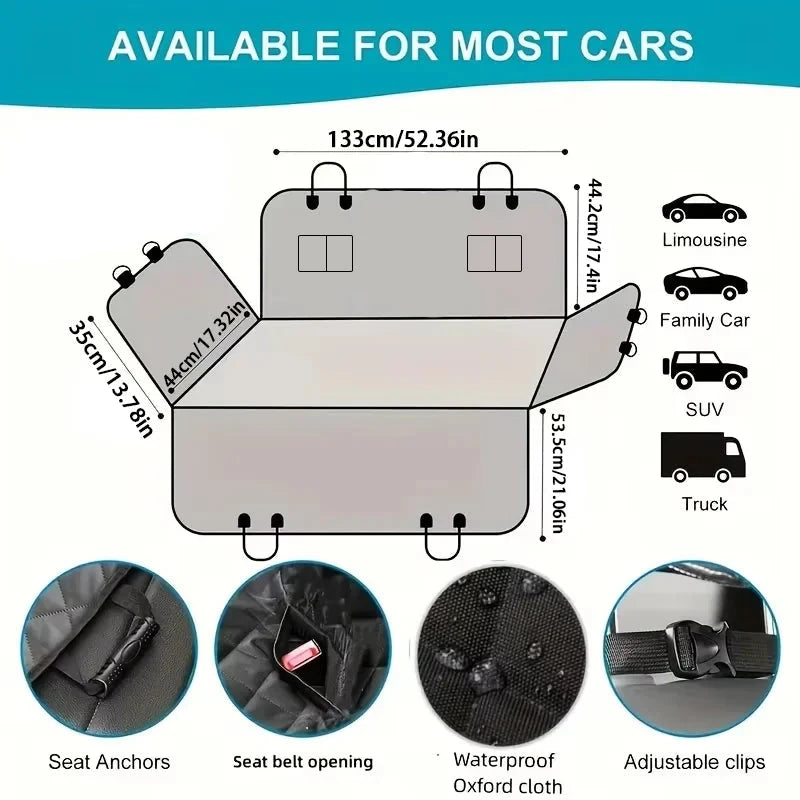 Pet's World Dog Car Seat Cover — Waterproof, Anti-Scratch & Machine Washable