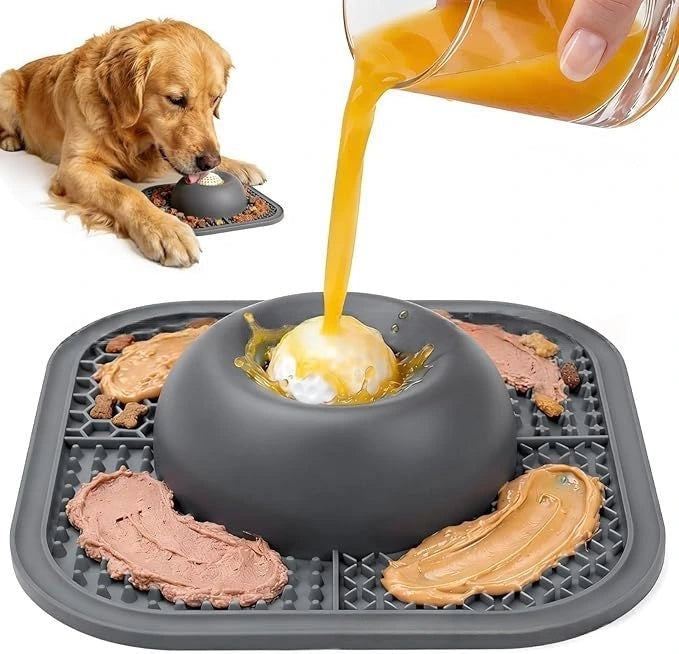 2-in-1 Pet Bowl with Lick Mat – Dog Slow Feed & Licking Pad
