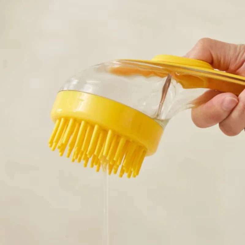 Long Handle Pet Bathing Brush – Silicone Dog & Cat Comb