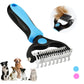 2-in-1 Pet Deshedding Brush for Dogs & Cats | Self-Cleaning Grooming Comb