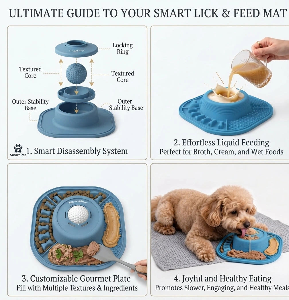 2-in-1 Pet Bowl with Lick Mat – Dog Slow Feed & Licking Pad