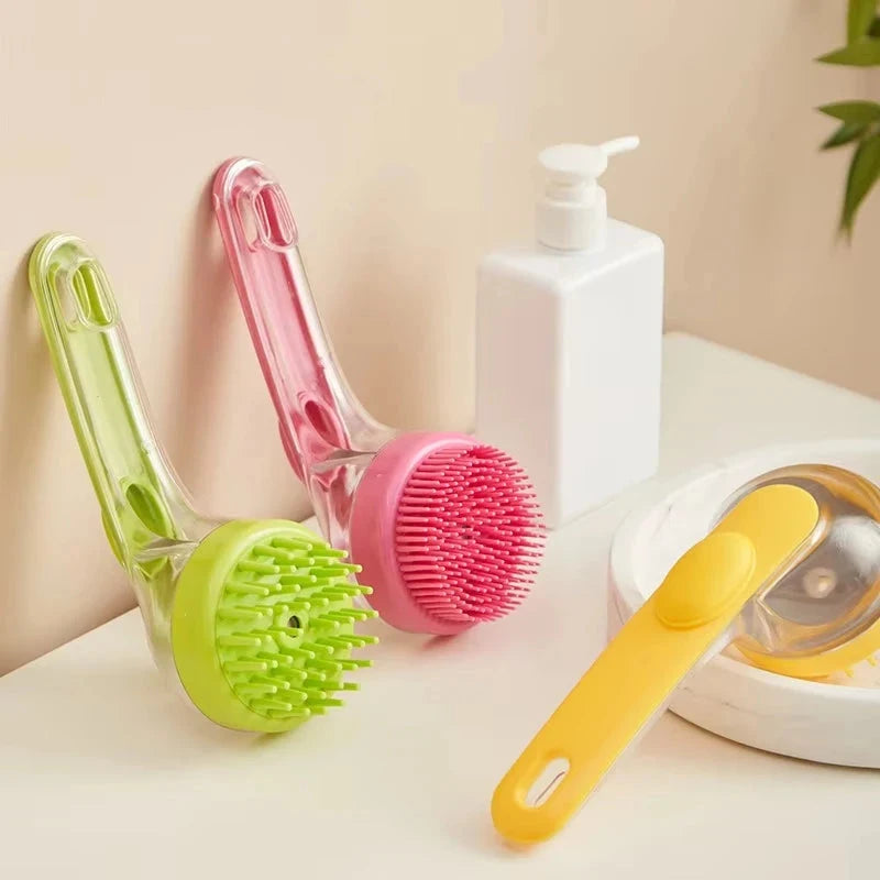 Long Handle Pet Bathing Brush – Silicone Dog & Cat Comb