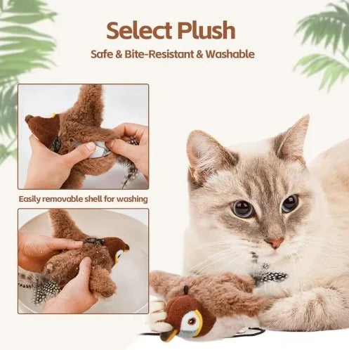 Interactive Flapping Bird Cat Toy — Realistic Chirping & Motion Sensor