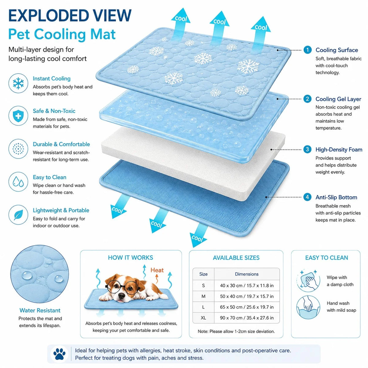 Cooling Pet Mat Breathable Ice Silk Dog & Cat Bed