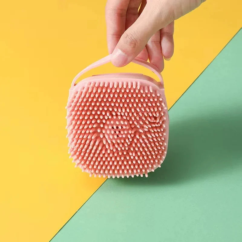 Silicone Pet Bath Massage Brush – Dog & Cat Grooming Tool