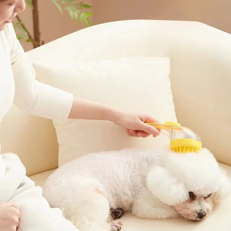 Long Handle Pet Bathing Brush – Silicone Dog & Cat Comb