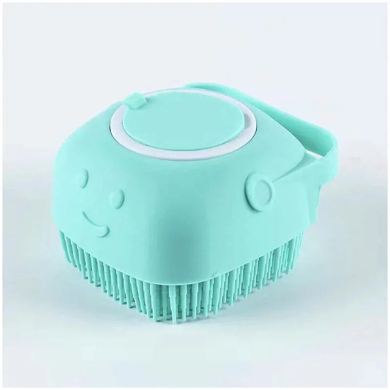 Silicone Pet Bath Massage Brush – Dog & Cat Grooming Tool