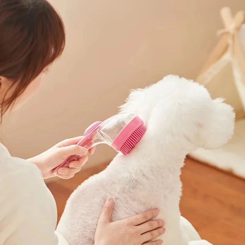 Long Handle Pet Bathing Brush – Silicone Dog & Cat Comb