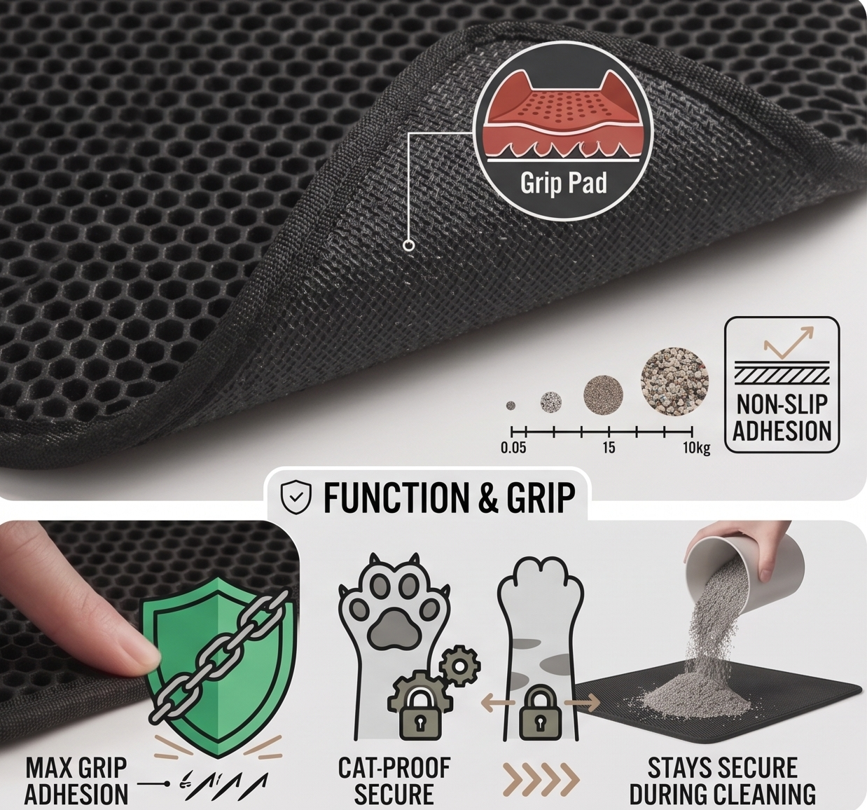 Pet's World Easy Clean EVA Cat Litter Mat – Waterproof & Non-Slip