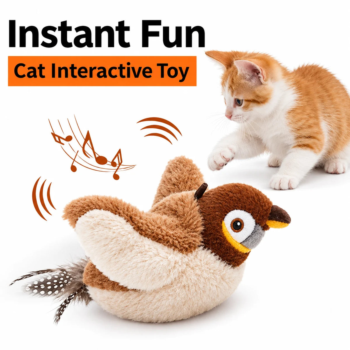 Interactive Flapping Bird Cat Toy — Realistic Chirping & Motion Sensor